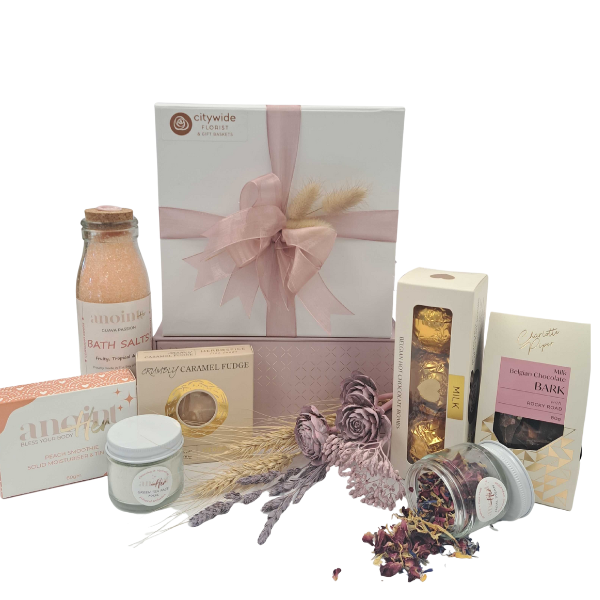 Pamper and gourmet gift box