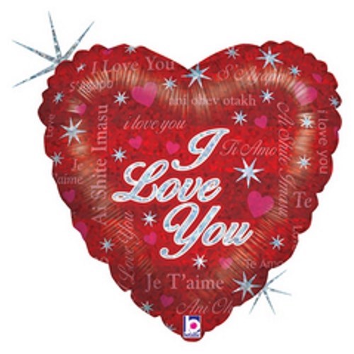 I love you holographic balloon