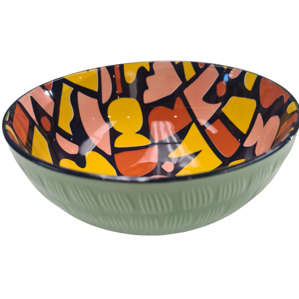 Floral Ceramic Bowl Green - Large