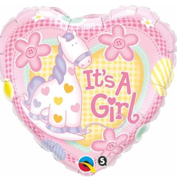 It's A Girl Balloon - Rocking Horse