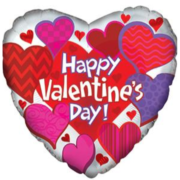 Happy Valentines Day Multi Hearts Balloon