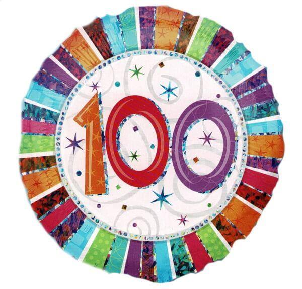 100th Birthday Balloon Multi Coloured. - Citywide Florist Christchurch NZ