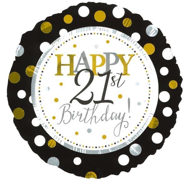 21st Birthday Balloon Gold &amp; Black - Citywide Florist Christchurch NZ