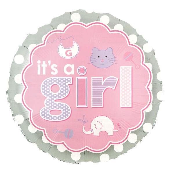 It&#39;s A Girl Balloon - Pink &amp; Grey. - Citywide Florist Christchurch NZ