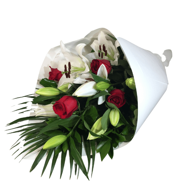 Red Roses and White Lilies Bouquet - Citywide Florist Christchurch NZ