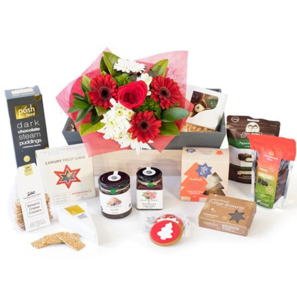 Christmas Flower &amp; Gourmet Gift Box - Large Size