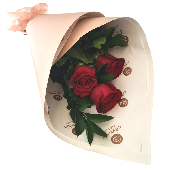 Three Roses Gift Wrapped