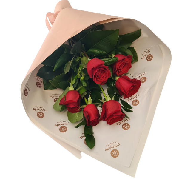 Six Roses Giftwrapped