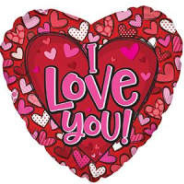 I Love You Patterned Hearts Balloon.